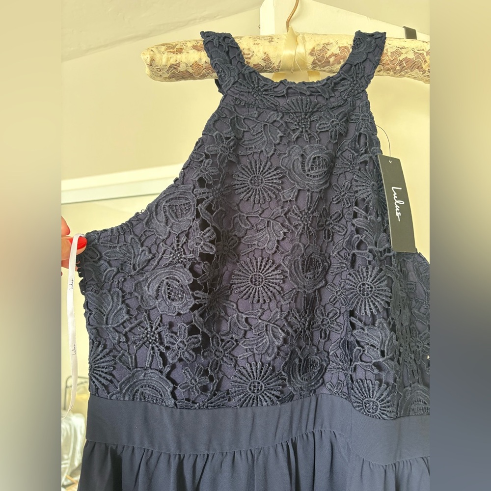 NWT Lulu’s Navy Lace Skater Dress - Picture 3 of 8